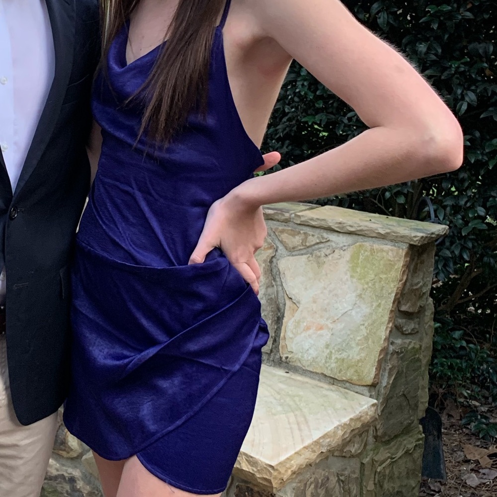 Revolve formal mini dress. Silk and dark purple